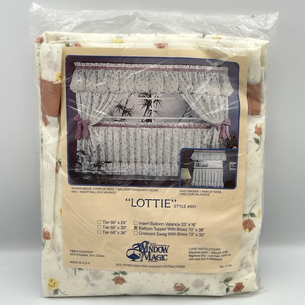Vintage Window Magic Lottie Floral Balloon Topper W Bows Curtains NIP USA